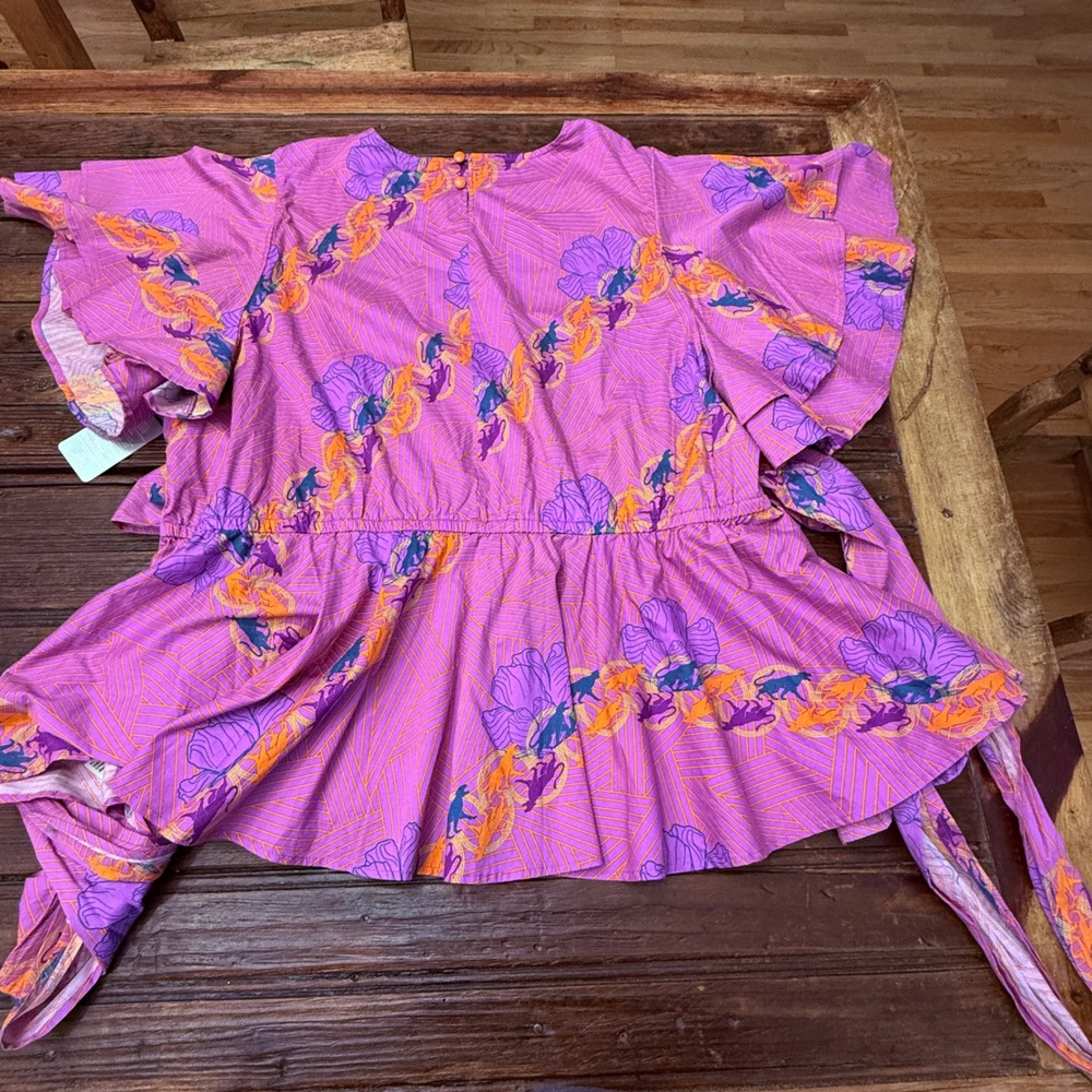 Disney Marvel Black Panther World of Wakanda Purple Peplum Top Plus Size 3X NEW - Picture 7 of 10